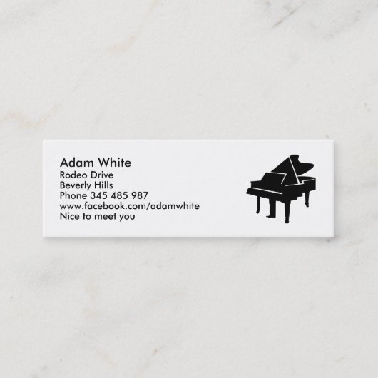 Carte De Visite Mini Piano à queue noir (Devant)