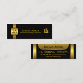 Carte De Visite Mini Pièces d'or noir Comptable CPA vertical petit (Devant / Derrière)