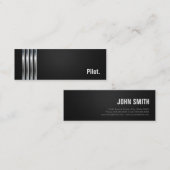 Carte De Visite Mini Pilote - Bandes d'argent noir (Devant / Derrière)