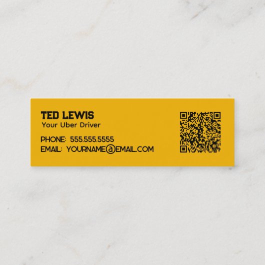 Carte De Visite Mini Pilote Uber QR (Dos)
