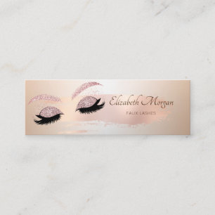 Carte De Visite Mini Pinceau Élégant Rose Gold Stroke, Faux Cils Paille