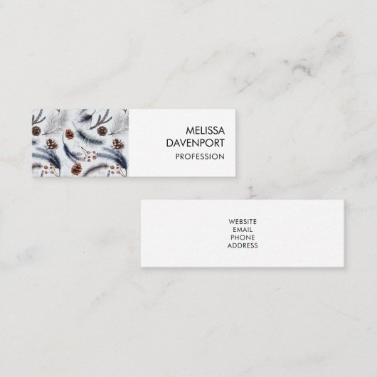 Carte De Visite Mini Pine Cones & Pine Needles Aquarelles Motif (Devant / Derrière)