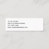 Carte De Visite Mini Pingouin de Noël mignon à Santa Hat (Dos)