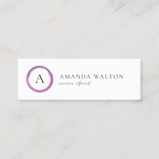 Carte De Visite Mini Pink and Purple Monogram Modern (Devant)