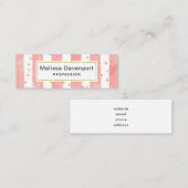 Carte De Visite Mini Pink Blush Stripes with Faux Gold Confeti (Devant / Derrière)