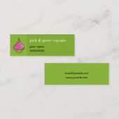 Carte De Visite Mini Pink & Green Cupcake vert petit (Devant / Derrière)