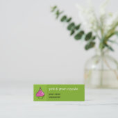 Carte De Visite Mini Pink & Green Cupcake vert petit (Debout devant)