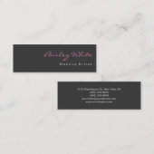 Carte De Visite Mini Pink gris mince Simple Moderne (Devant / Derrière)