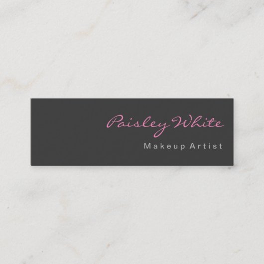 Carte De Visite Mini Pink gris mince Simple Moderne (Devant)