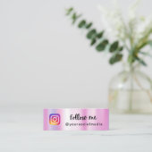 Carte De Visite Mini Pink Holographic Follow Me Mini Card (Debout devant)