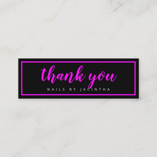 Carte De Visite Mini Pink Neon Moderne tendance ongles de cheveux Salon (Devant)