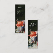 CARTE DE VISITE MINI PINK RED ANEMONES WHITE FLOWERS, BUTTERFLY MONOGRA (Devant / Derrière)