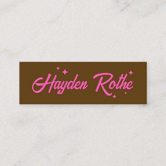 Carte De Visite Mini Pink Stars Retro Typographie Brown (Devant)