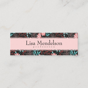Carte De Visite Mini Pink & Turquoise Dark Floral