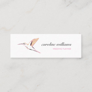 Carte De Visite Mini Pink yellow hummingbird illustration elegant chic