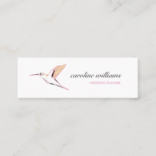 Carte De Visite Mini Pink yellow hummingbird illustration elegant chic (Devant)