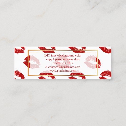 Carte De Visite Mini PixDezines baiser, baiser les lèvres rouges (Dos)