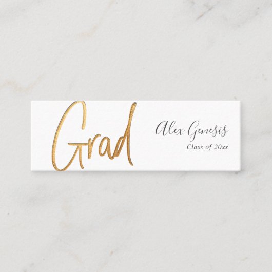 Carte De Visite Mini PixDezines Faux Gold Grad Name Card (Devant)