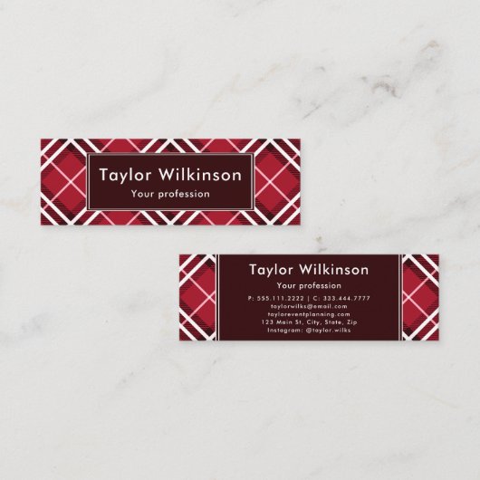 Carte De Visite Mini Plaid Rouge (Devant / Derrière)