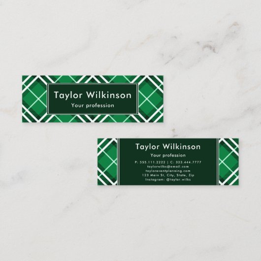 Carte De Visite Mini Plaid Vert (Devant / Derrière)