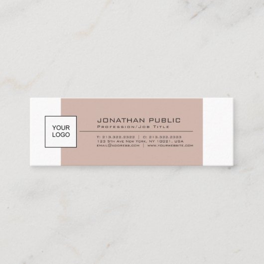 Carte De Visite Mini Plaine simple élégante moderne avec le logo (Devant)