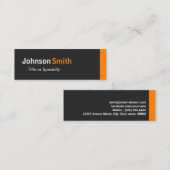 Carte De Visite Mini Plaque moderne Simple Noir et Orange (Devant / Derrière)