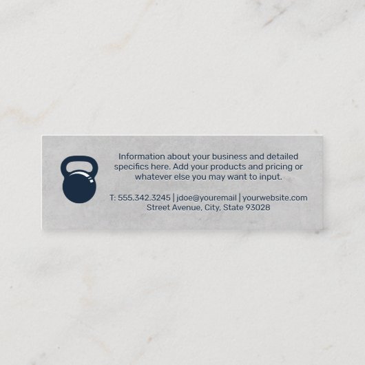 Carte De Visite Mini Poids russe | Fond de texture grise (Dos)