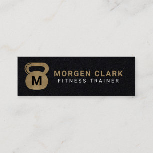 Carte De Visite Mini Poignée de fitness de gym monogramme en or noir de