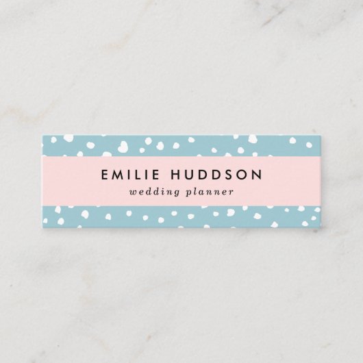 Carte De Visite Mini Points Dalmatiens Bleus, Points Dalmatiens, Impres (Devant)