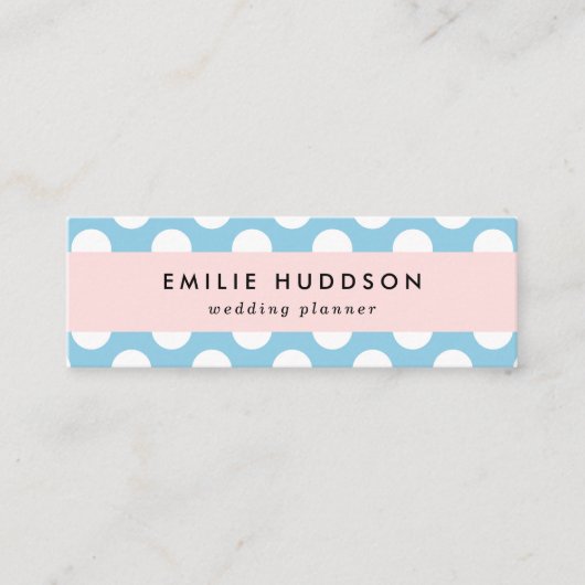 Carte De Visite Mini Pois Bleus, Motif Pointe Polka, Points, Pointe (Devant)