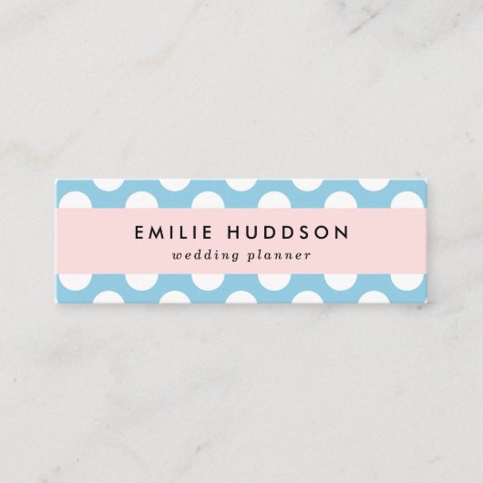 Carte De Visite Mini Pois Bleus, Motif Pointe Polka, Points, Pointe (Devant)