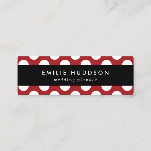 Carte De Visite Mini Pois rouges, Motif à points polka, points, pointil (Devant)