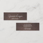 Carte De Visite Mini Police Cursive | Arrière - plan de texture Brown (Devant / Derrière)