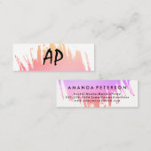 Carte De Visite Mini Police moderne avec couleur brossé Monogramme (Devant / Derrière)