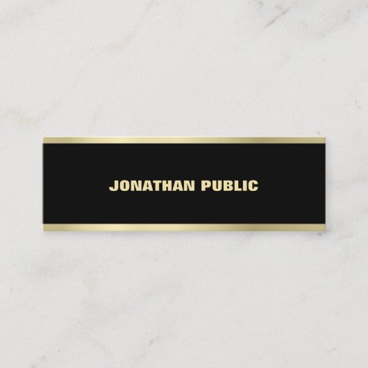 Carte De Visite Mini Police Or moderne Elégant Simple Noir Plaine Luxe (Devant)