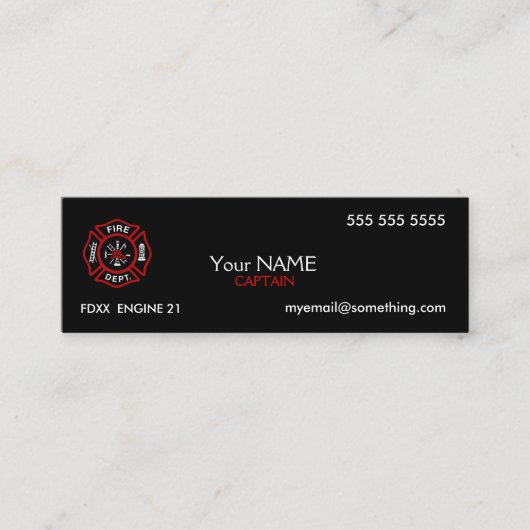 Carte De Visite Mini Pompier noir (Devant)