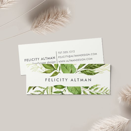 Carte De Visite Mini prairie sauvage | Aquarelle verte Botanique