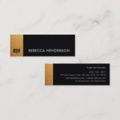 Carte De Visite Mini Premium Gold & Black Leather Monogram (Devant / Derrière)
