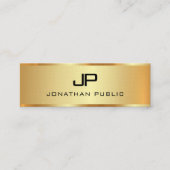 Carte De Visite Mini Premium Linen Faux Gold Modèle Monogramme initial (Devant)