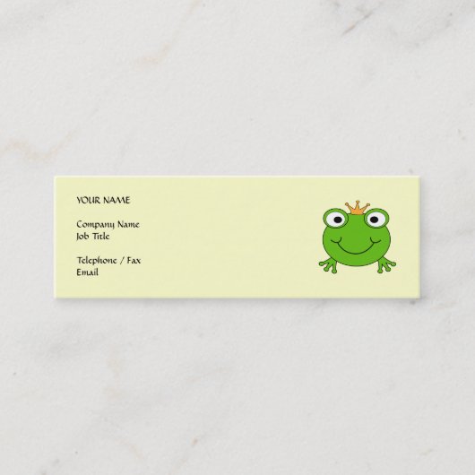 Carte De Visite Mini Prince de grenouille. Grenouille de sourire avec (Devant)