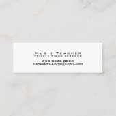 Carte De Visite Mini Private Piano Lessons Music Teacher white (Dos)