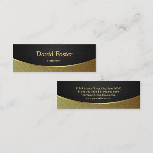 Carte De Visite Mini Procureur - Black Gold Damask (Devant / Derrière)