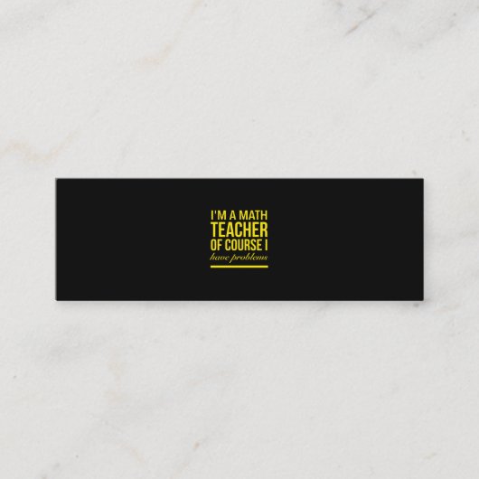 Carte De Visite Mini Professeur de mathématiques avec problèmes jaune (Devant)