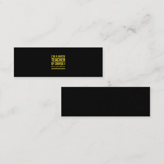 Carte De Visite Mini Professeur de mathématiques avec problèmes jaune (Devant / Derrière)