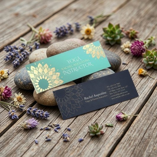 Carte De Visite Mini Professeur de méditation de studio de yoga Mandala