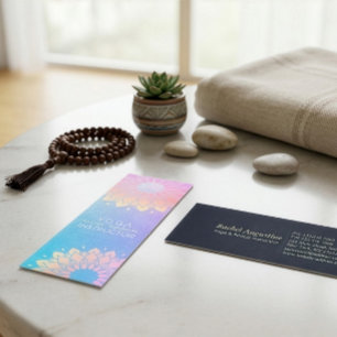 Carte De Visite Mini Professeur de méditation de yoga Rose Blue Gold Ma
