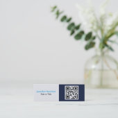 Carte De Visite Mini Professional Blue ajoutez votre logo QR (Debout devant)