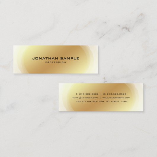 Carte De Visite Mini Professional Elite Gold Design Élégant Plain Chic (Devant / Derrière)