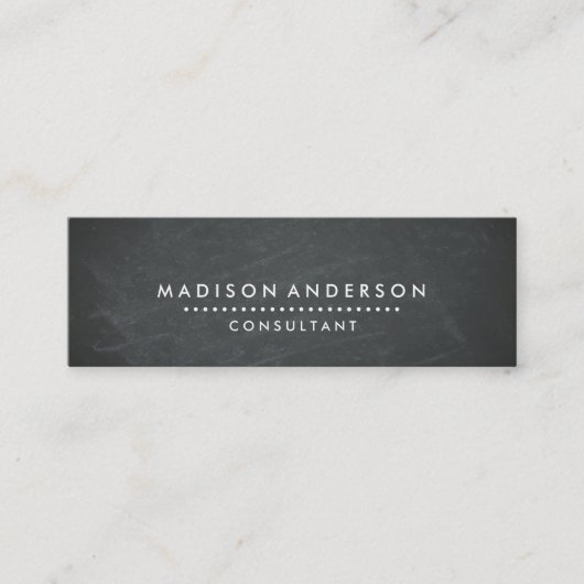 Carte De Visite Mini Professionnel Élégant moderne Noir Chalk Board Min (Devant)