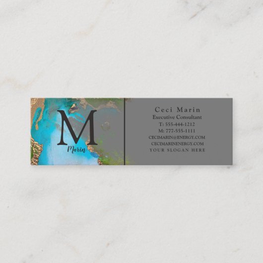 Carte De Visite Mini Professionnel Élégant Monogramme Gris Personnalisé (Devant)